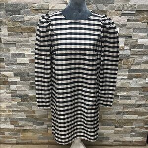 H&M Monochrome Checkered Long Sleeve Dress